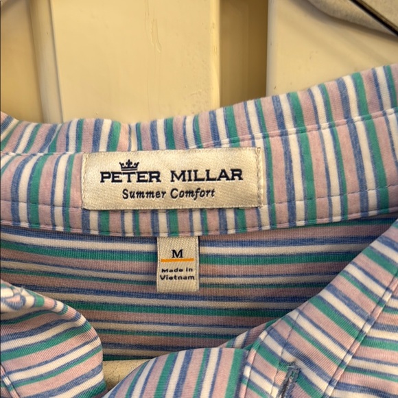 Peter Millar Blue and White Polo Shirt Classic Stripes - Picture 2 of 2